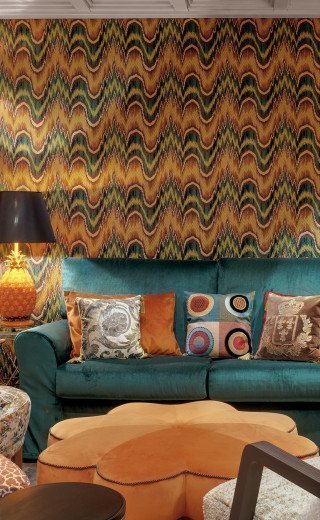 Cozy furniture at the "Pöstli Lounge" in Davos