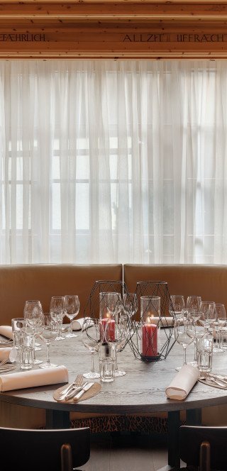 Traditional interior at the "Arvenstube" of the Morosani Posthotel