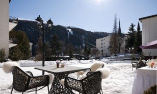 Hotel garden in winter