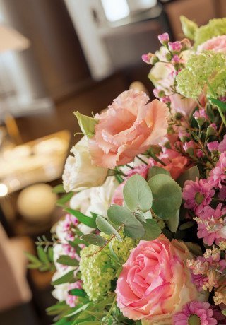 Blumendekoration im Morosani Hotel in Davos