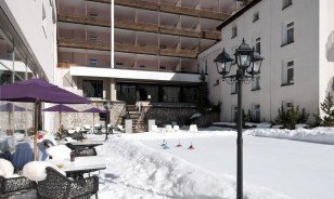 Hotel garden in winter