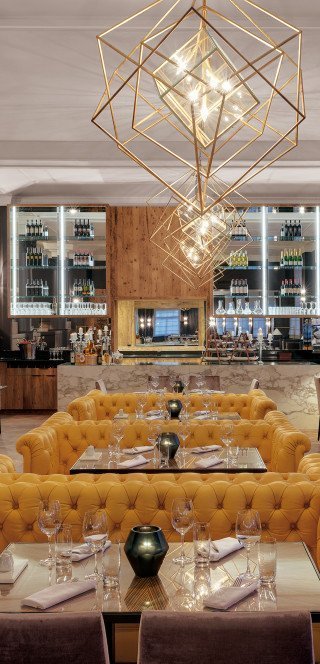 Modern design in the restaurant "Damoro" in Davos