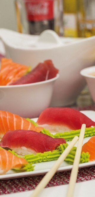 Fresh sushi in "Pöstli's Corner" in Davos