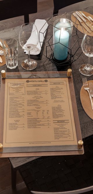 Speisenkarte des Pöstli Grill Restaurants in Davos